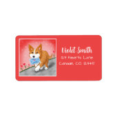 Étiquette Lettre Coeur Douce Livrée Par Corgi (Devant)