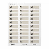 Étiquette Lettre Damas M - Noir (Feuille entière)