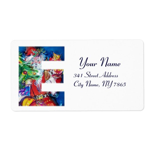 ÉTIQUETTE LETTRE DE NOËL / PÈRE NOËL AVEC ARBRE DE NOËL (Devant)