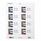 ÉTIQUETTE LETTRE DE NOËL / PÈRE NOËL AVEC ARBRE DE NOËL (Feuille entière)