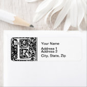 Étiquette Lettre E Monogramme médiéval Art Nouveau (En situation)