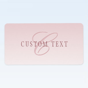 Étiquette Lettre Élégante & Monogramme Rose Ombré