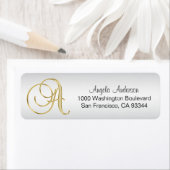 Étiquette LETTRE Élégante MONOGRAPHIQUE D'OR D'ARGENT 'A' Re (En situation)