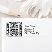 Étiquette Lettre H Monogramme médiéval Art Nouveau (En situation)