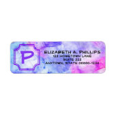 Étiquette Lettre initiale Monogramme sur pastel aquarelle (Devant)