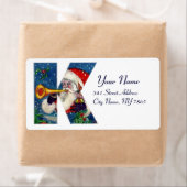 ÉTIQUETTE LETTRE K DE NOËL / SANTA CLAUS BUGLER (En situation)