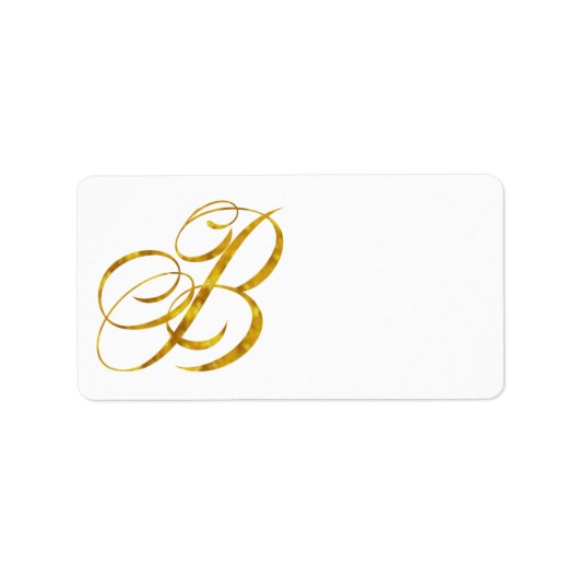 Étiquette LETTRE Métallique Monogramme B Faux Or Foil Design (Devant)