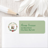 Étiquette Lettre monogramme I couronne de Noël avec Père Noë (En situation)