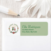 Étiquette Lettre monogramme R : couronne de Noël avec Père N (En situation)