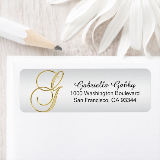 ÉTIQUETTE LETTRE MONOGRAPHIQUE D'OR D'ARGENT 'G' ENVELOPPE R (En situation)