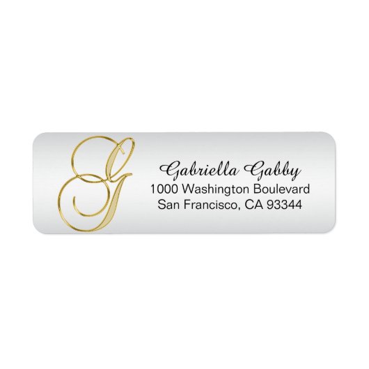 ÉTIQUETTE LETTRE MONOGRAPHIQUE D'OR D'ARGENT 'G' ENVELOPPE R (Devant)
