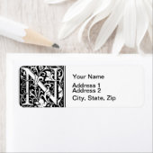 Étiquette Lettre N Monogramme médiéval Art Nouveau (En situation)