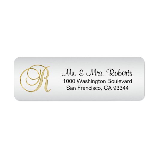 Étiquette Lettre or or argent élégant Monogramme R Retour (Devant)