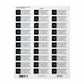 Étiquette LETTRE Parties scintillant D'ARGENT NOIR MONogramm (Feuille entière)