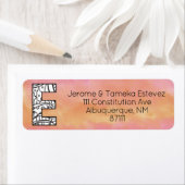 Étiquette LETTRE TORBE MONOGRAPHIQUE "E" ORANGE Pink AQUATIC (En situation)