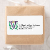 Étiquette Lettre V Monogramme (En situation)