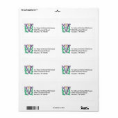 Étiquette Lettre V Monogramme (Feuille entière)