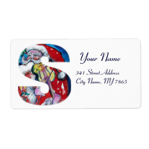 ÉTIQUETTE LETTRE XMAS /SANTA CLAUS AVEC MONOGRAM VIOLIN