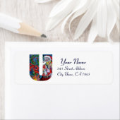ÉTIQUETTE LETTRE XMAS U /SANTA CLAUS AVEC MONOGRAM VIOLIN (En situation)