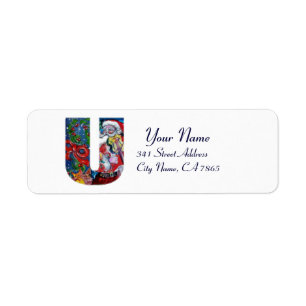 ÉTIQUETTE LETTRE XMAS U /SANTA CLAUS AVEC MONOGRAM VIOLIN