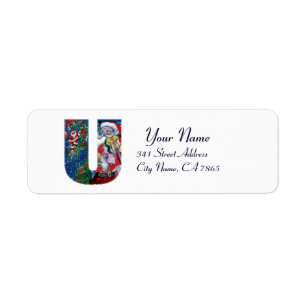 ÉTIQUETTE LETTRE XMAS U /SANTA CLAUS AVEC MONOGRAM VIOLIN