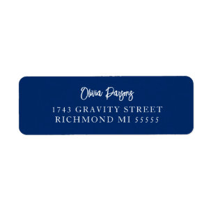 Étiquette Lettres à main bleu gras minimes