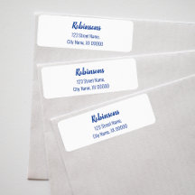 Lettres bleues Nom de famille Adresse de retour Ét