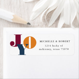 Étiquette Lettres colorées Joy Holiday Adresse de retour Lab