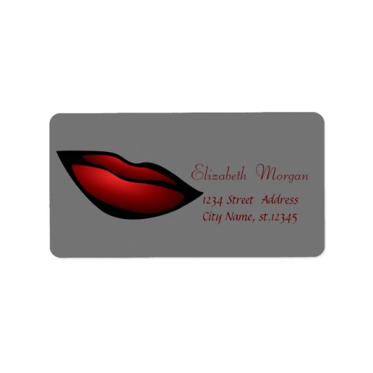 Étiquette Lèvres rouges cool tendance, gris (Devant)