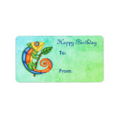 Étiquette Lézard d'anniversaire Couleurs vives Bleu Vert (Devant)