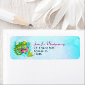 Étiquette Lézard tropical aux fleurs (En situation)