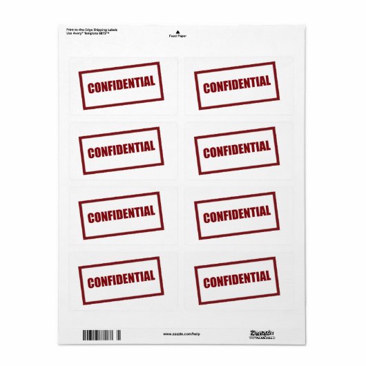 Étiquette LG confidentiel (Feuille entière)