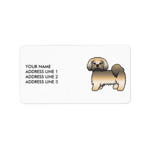 Étiquette Lhasa Apso Sable Doré Chien Mignon & Texte Personn