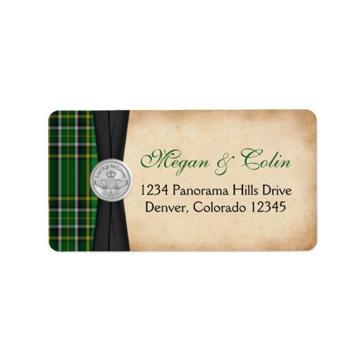 Étiquette Libellé d'adresse de retour du Mariage Tartan Irla (Devant)