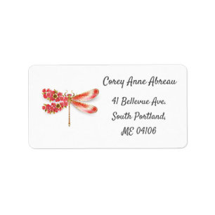 Étiquette libellule de fleurs avec sakura de bijoux