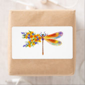 Étiquette libellule de fleurs jaunes (En situation)