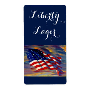 Étiquette Liberty Lager USA Drapeau Vague Homebreer Bière Ét