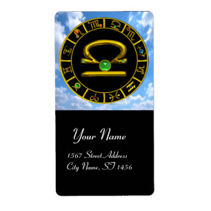 Étiquette LIBRA ZODIAC ANNIVERSAIRE JEWEL Green Emerald Gold