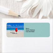 Étiquette Life Begins at Retirement, frosty drink on beach (En situation)