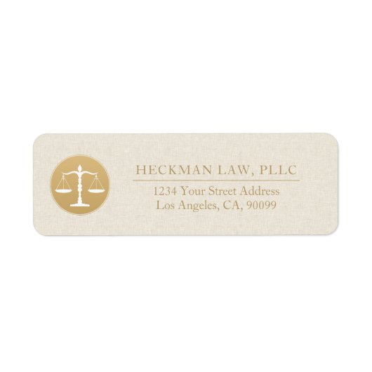 Étiquette Light Beige Linen Gold Justice Logo Business Card (Devant)