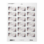 Étiquette Light Dusty Blue Burgundy Gold Adresse du Mariage (Feuille entière)