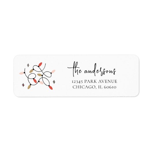 Étiquette Lights de Noël moderne Retour Adresse (Devant)