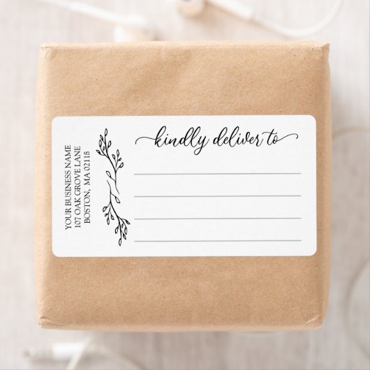 Étiquette Ligne Art Greenery Business Livrer (En situation)