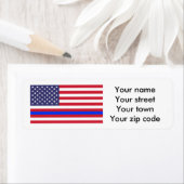 ÉTIQUETTE "LIGNE BLEUE SUR DRAPEAU" (En situation)