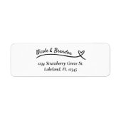 Étiquette Ligne de cœur mariage blanc et noir (Devant)