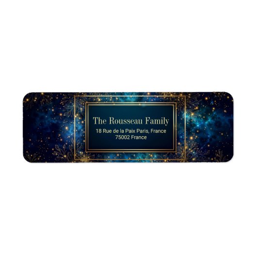 Étiquette Ligne dorée nébuleuse sarcelle Adresse de retour b (Devant)