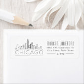 Étiquette Ligne Skyline stylisée Chicago | (En situation)