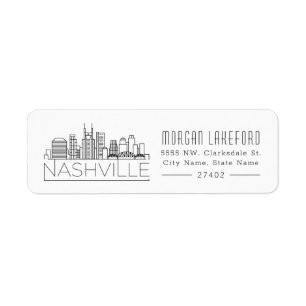 Étiquette Ligne Skyline Stylisée de Nashville Tennessee