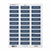 Étiquette Lignes blanches modernes bleu foncé adresse de ret (Feuille entière)