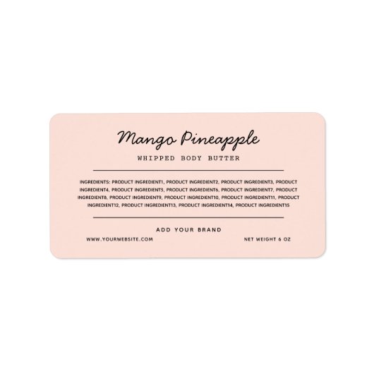 Étiquette Lignes de script couleur personnalisées Ingrédient (Devant)